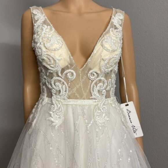 Bianco Vita Wedding Dress Couture Tulle A-line Size 10 NEW - Picture 3 of 16